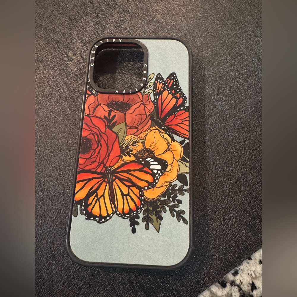 Casetify iPhone 15 Pro Max Vibrant Floral Butterfly Case - Black, Orange, Red -